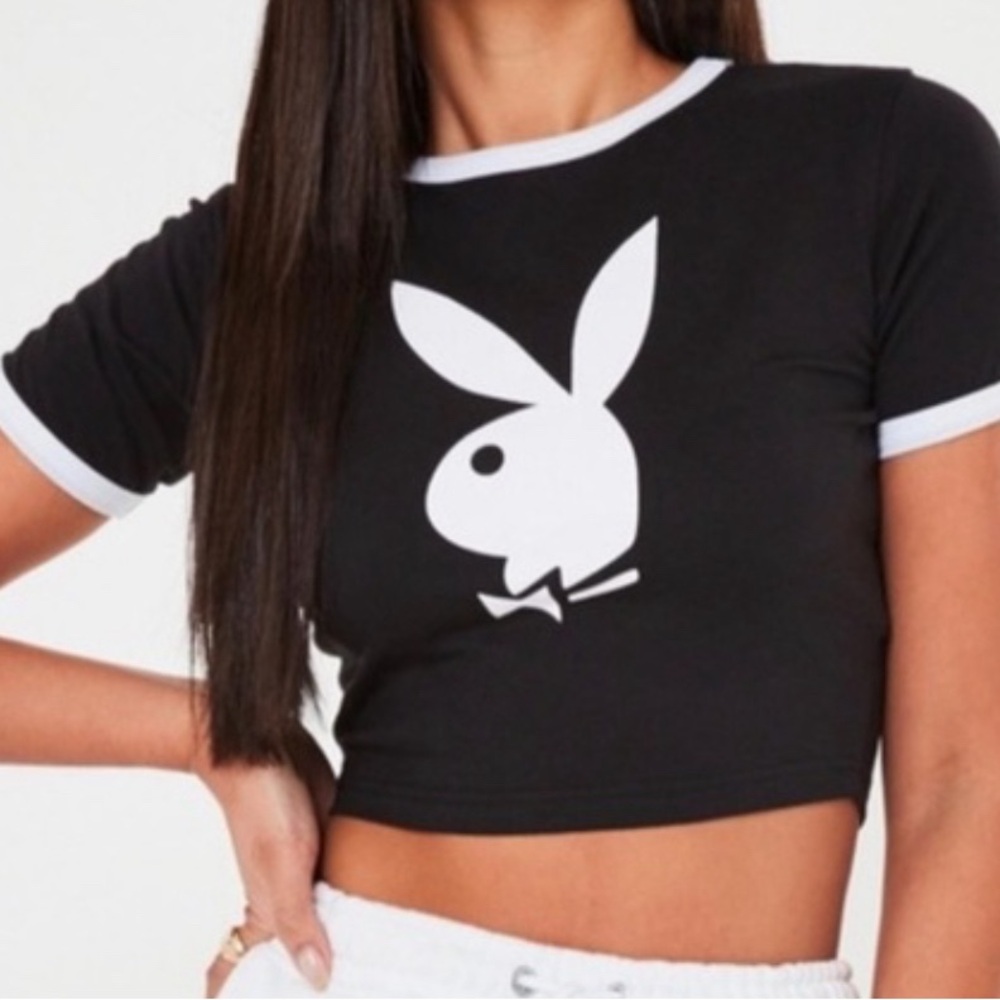 PLAYBOY X MISGUIDED CROPPED SHIRT
